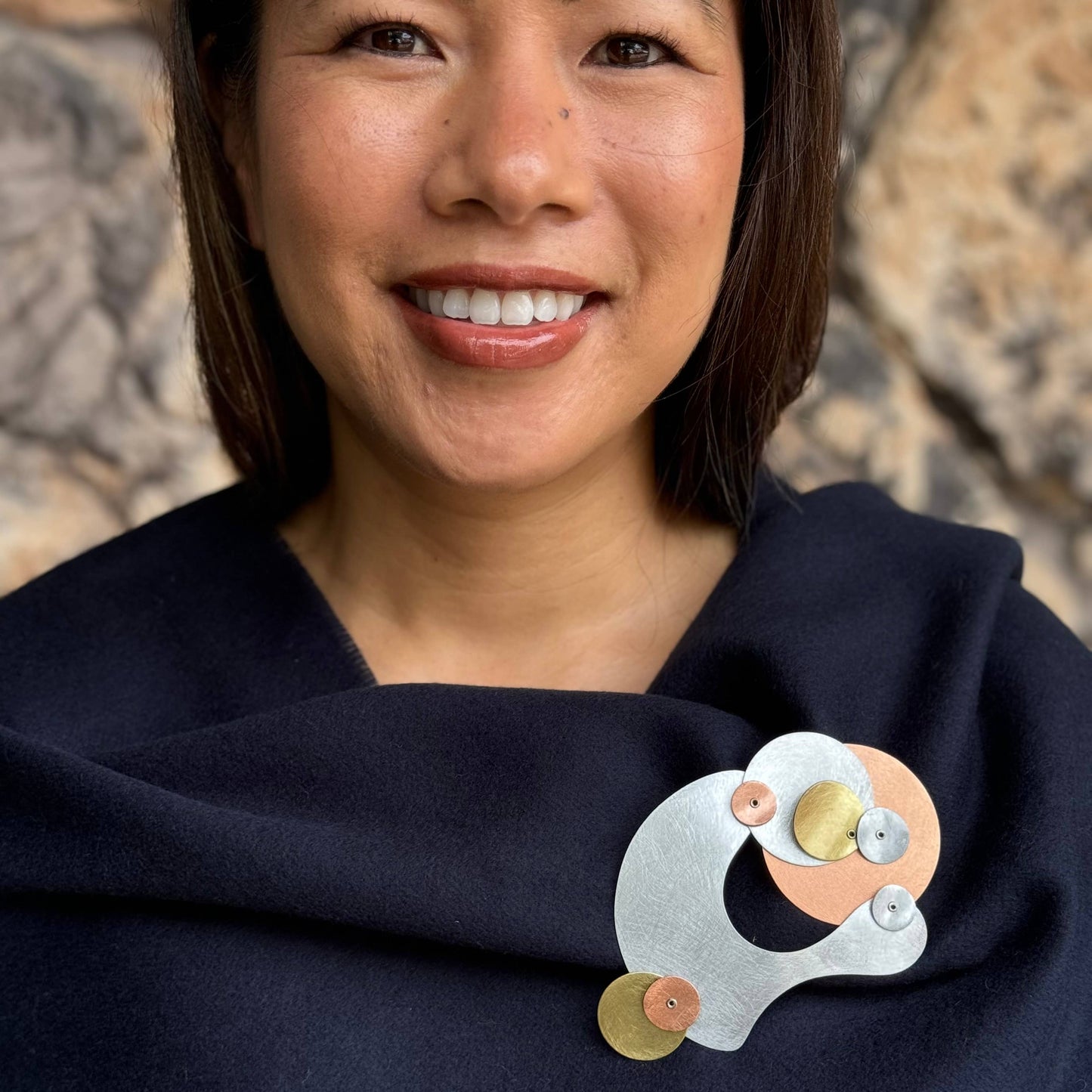 FLOAT 1 Large Mixed Metal Brooch from the BUBBLES Collection