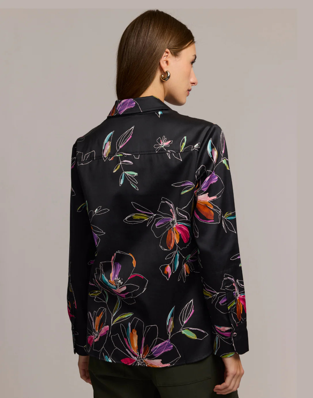 Margot Long Sleeve Floral Stencil Shirt