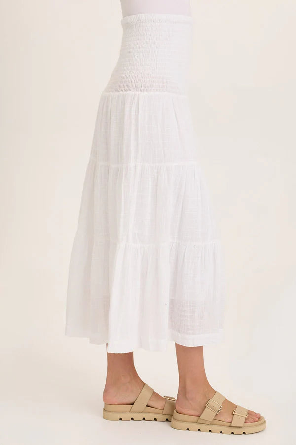 Paigene Gauze Tiered Skirt - White