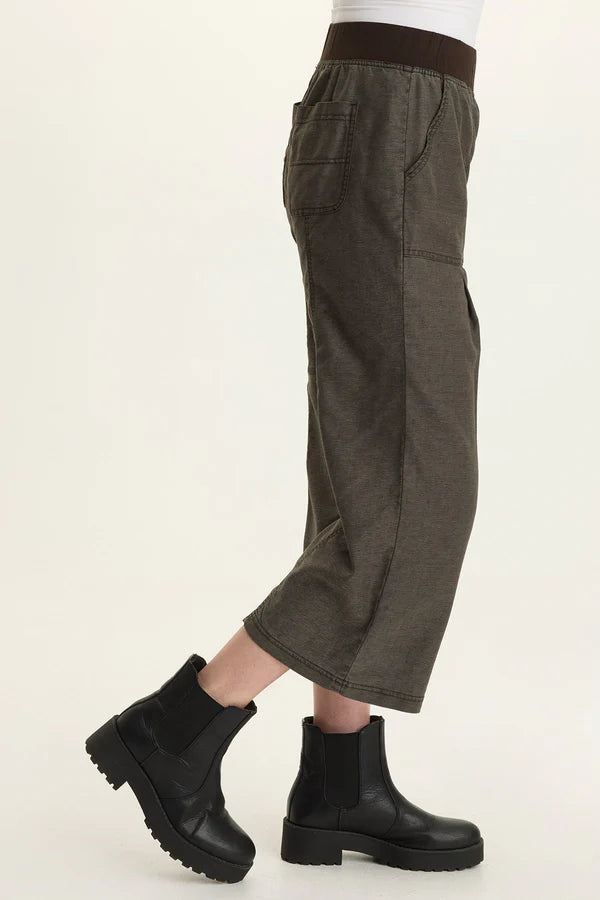 Eileen Twill Wide-Leg Crop Pant
