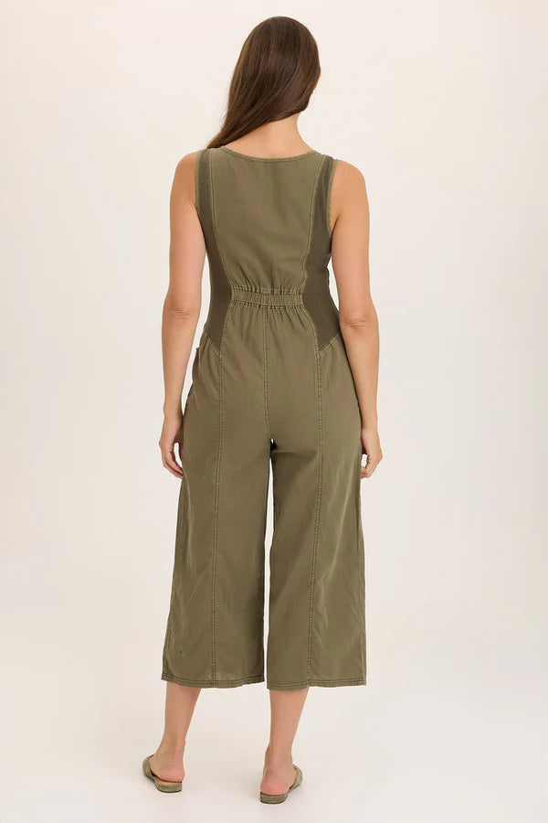 Linen Macgowan Wide Leg Zipper Jumpsuit