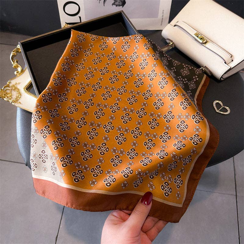 70Cm Silk Square Scarf With Print