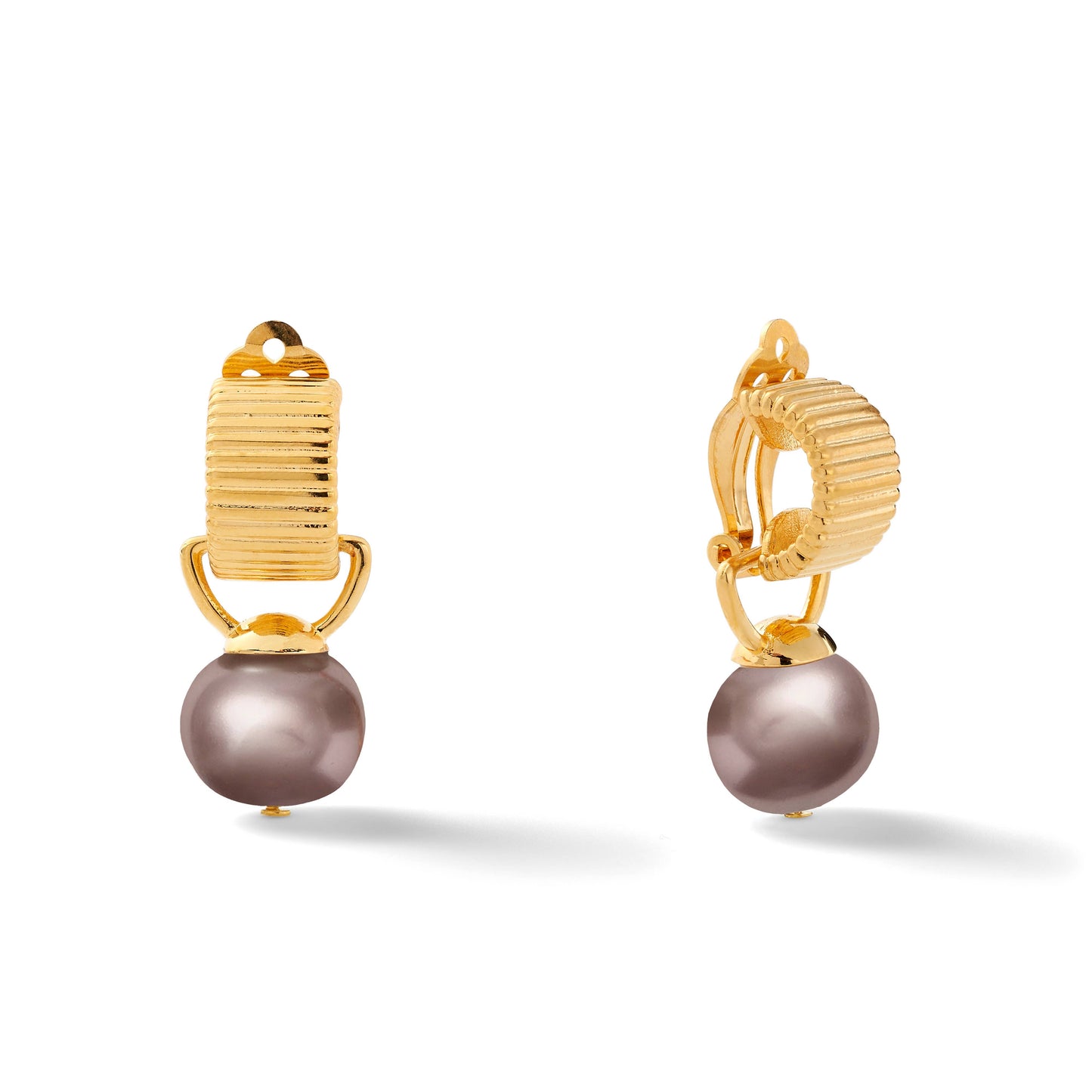 Classic Scalloped Ear Clips With Detachable Drop