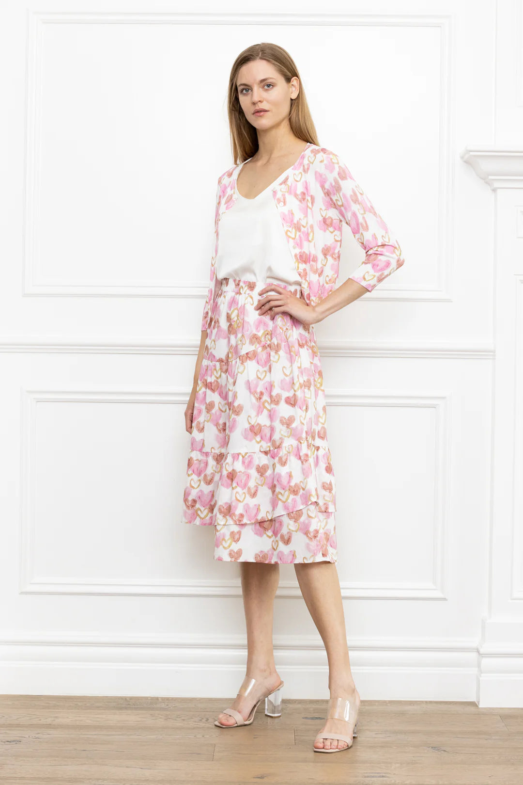 Crew Neck Pink Heart Dress