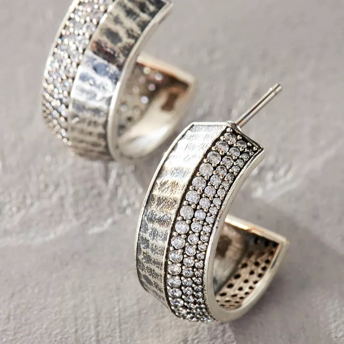 Vintage Silver Pavé Noma Hoops