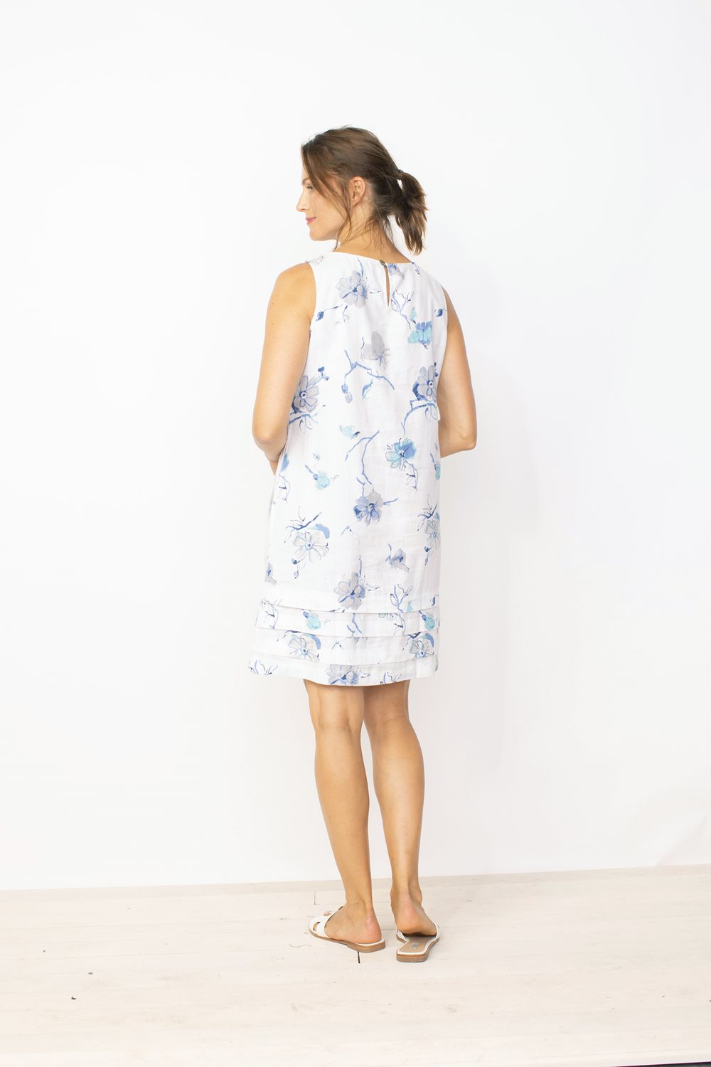 Easy Linen Parisian Floral Pleat Dress