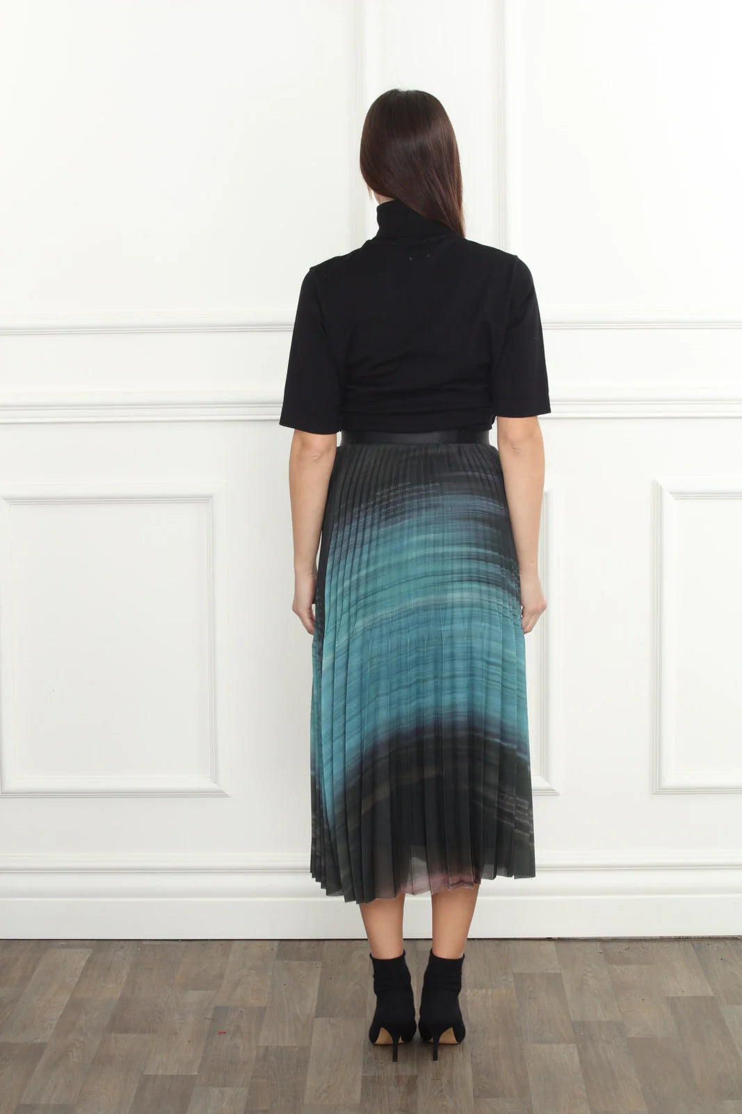 Ombre Print Pleated Skirt