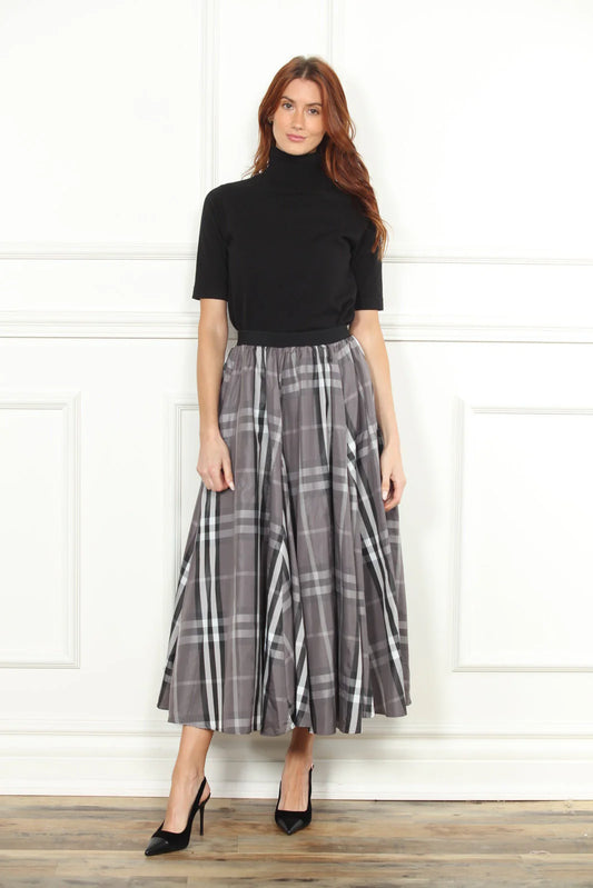 Maxi Plaid Taffeta Skirt