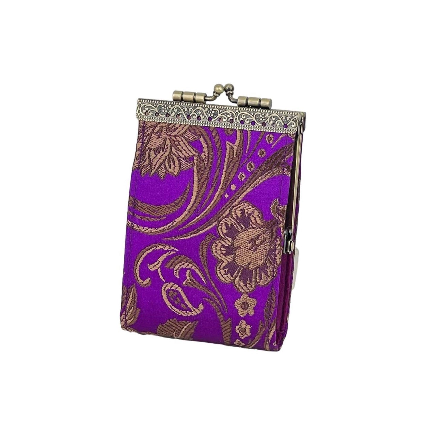 Peony Floral Brocade Card Holder with RFID Protection