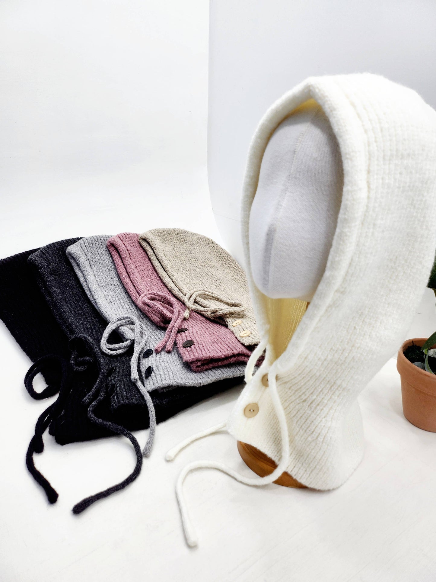 Sweater Knit Wool Hooded Winter Balaclava Hat