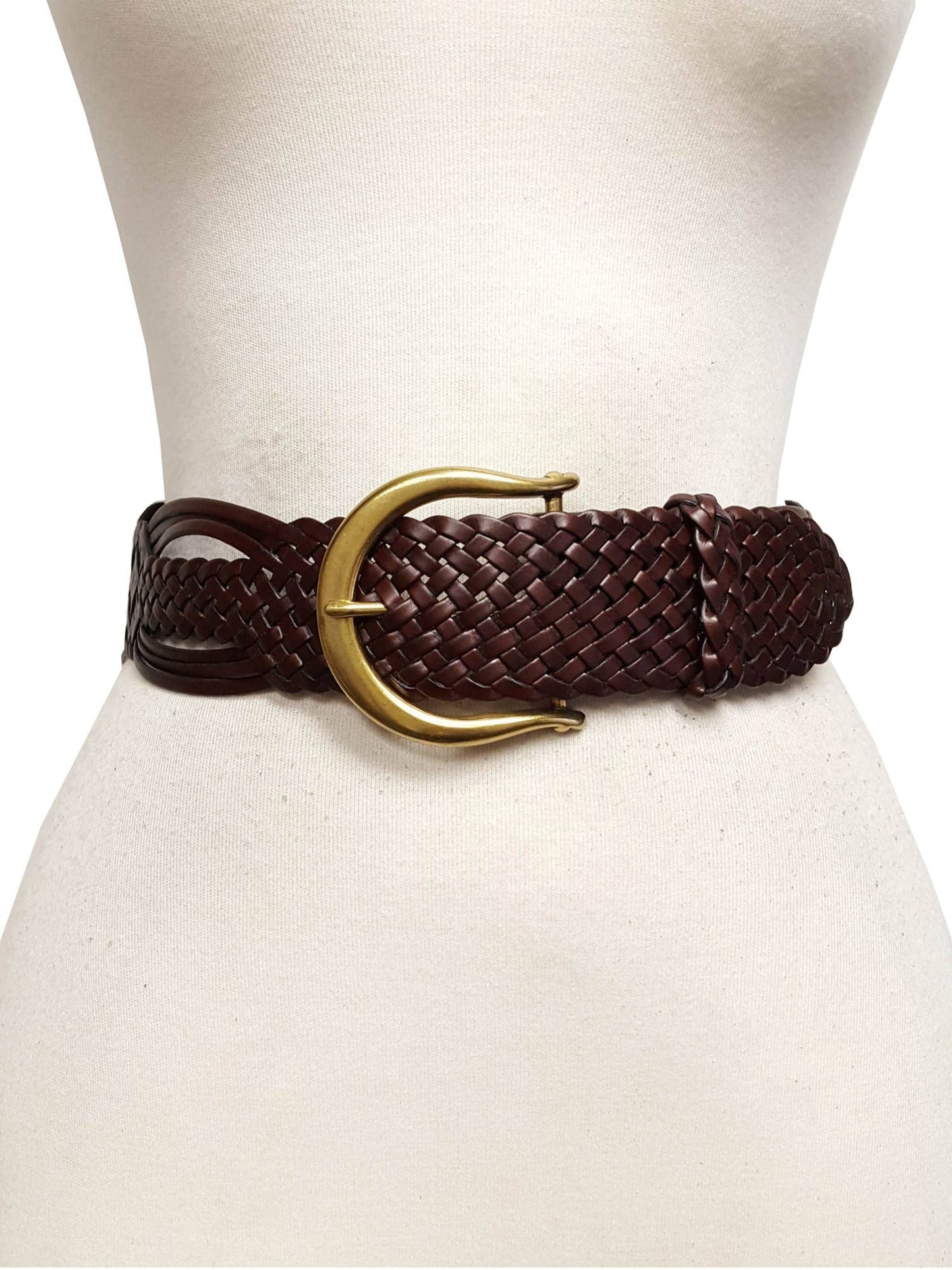 Hand Braided Leather Belt with Horseshoe shape buckle