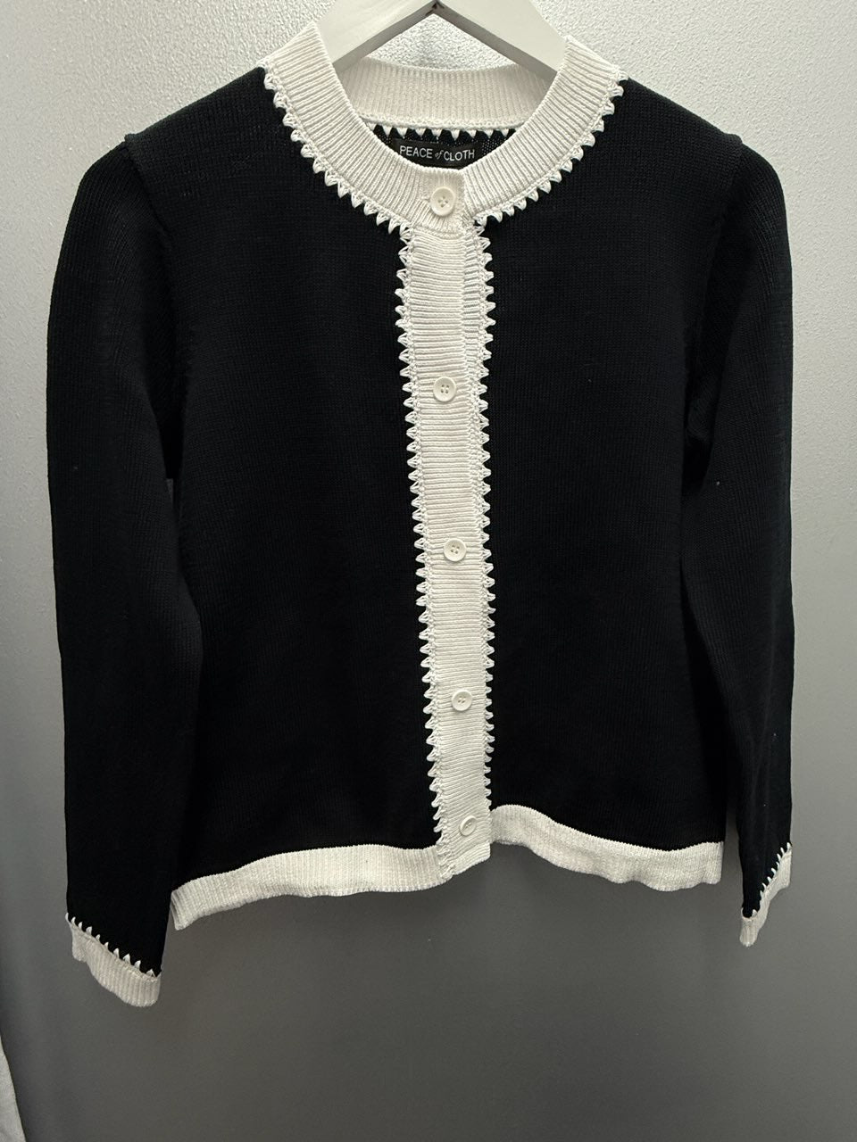 Black and White Open Cardigan