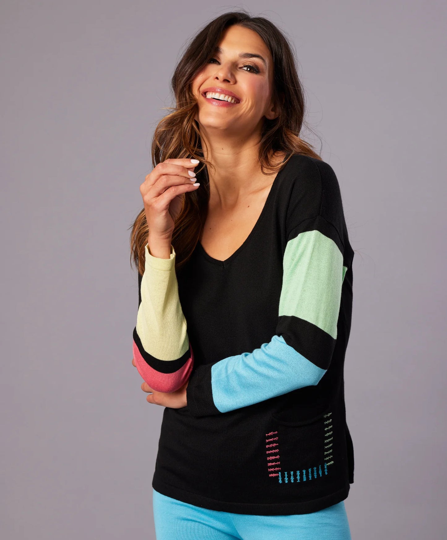 Patch Pocket V-Neck Top