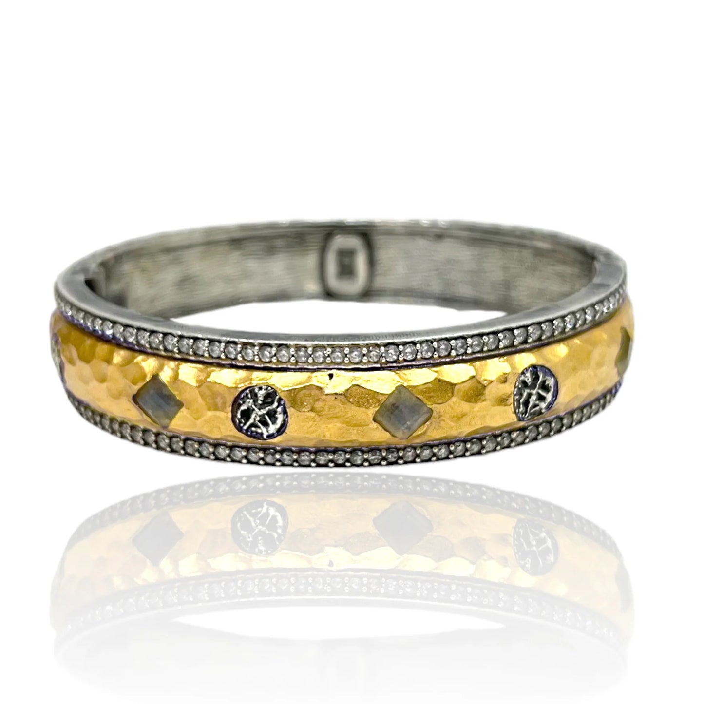 Vintage Silver & Gold Labradorite Mota Coin Bangle