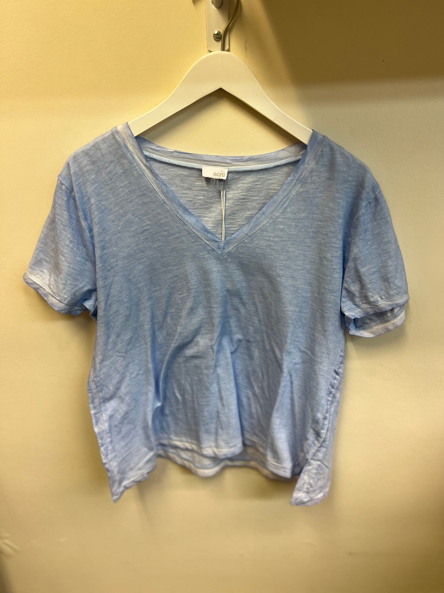 Woven Trim V-Neck Tee