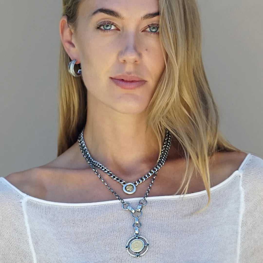 Vintage Silver Olena Coin Necklace