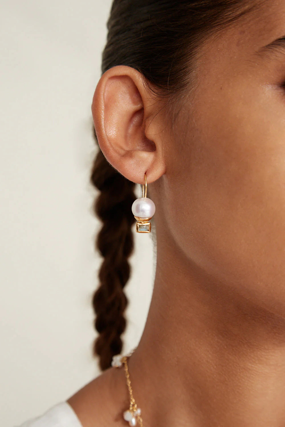 Elena Drop Earrings White Pearl Mix