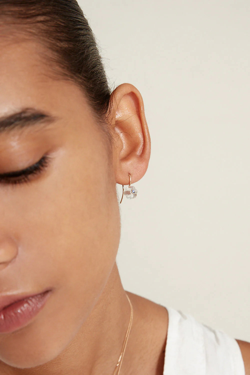 14K Pumpkin Earrings Mini Clear Quartz