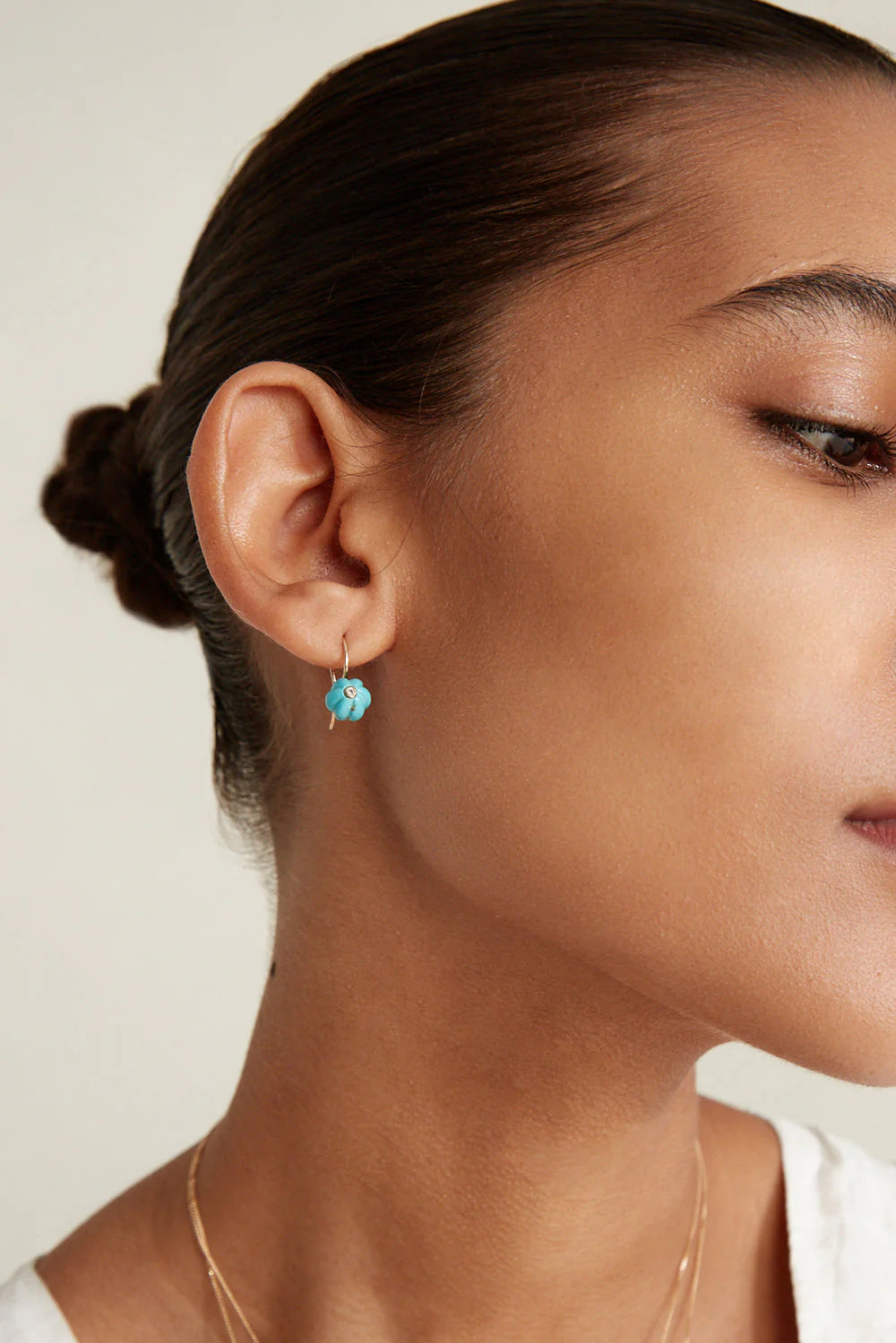 14K Pumpkin Earrings Mini Turquoise