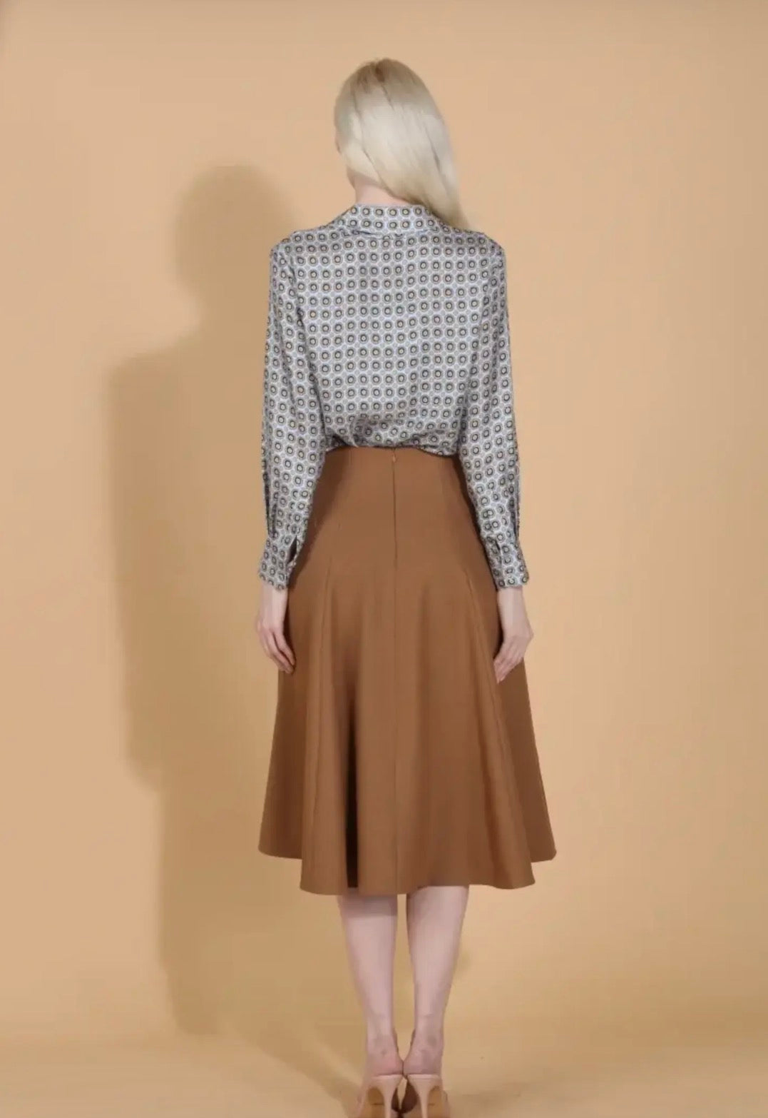 Flared Midi Skirt With Side Zipper