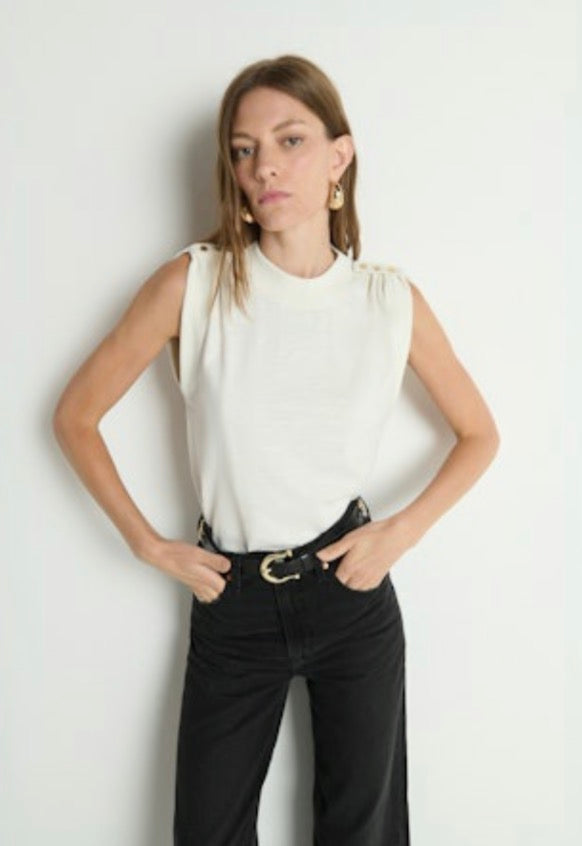 Mikka Buttoned Shoulder Tank
