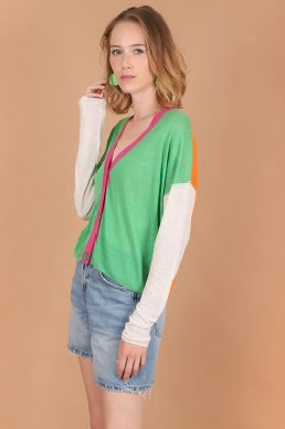 4 Color V-Neck Cardigan