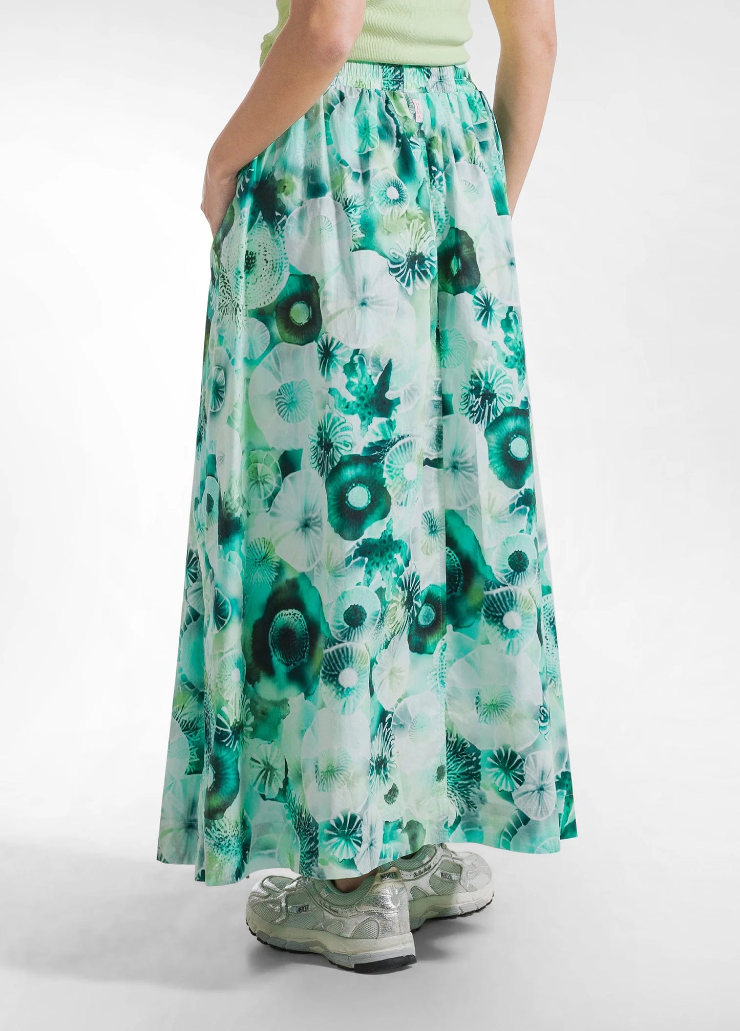 DEHA MAXI SKIRT IN ALL-OVER PARACHUTE EFFECT POPLIN