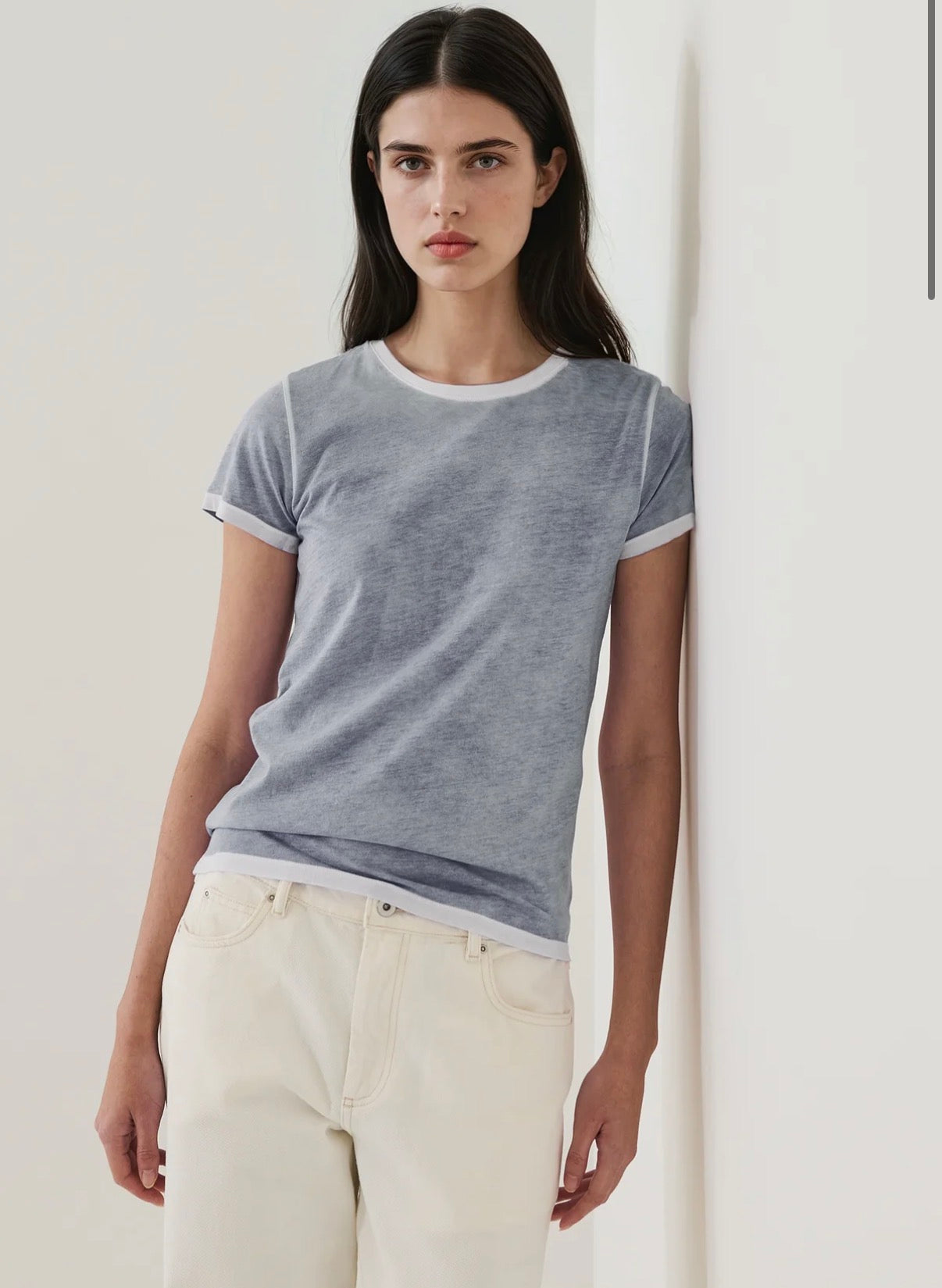 Patrick Assaraf Short Sleeve PIMA CLASSIC REVERSE SPRAY CREW