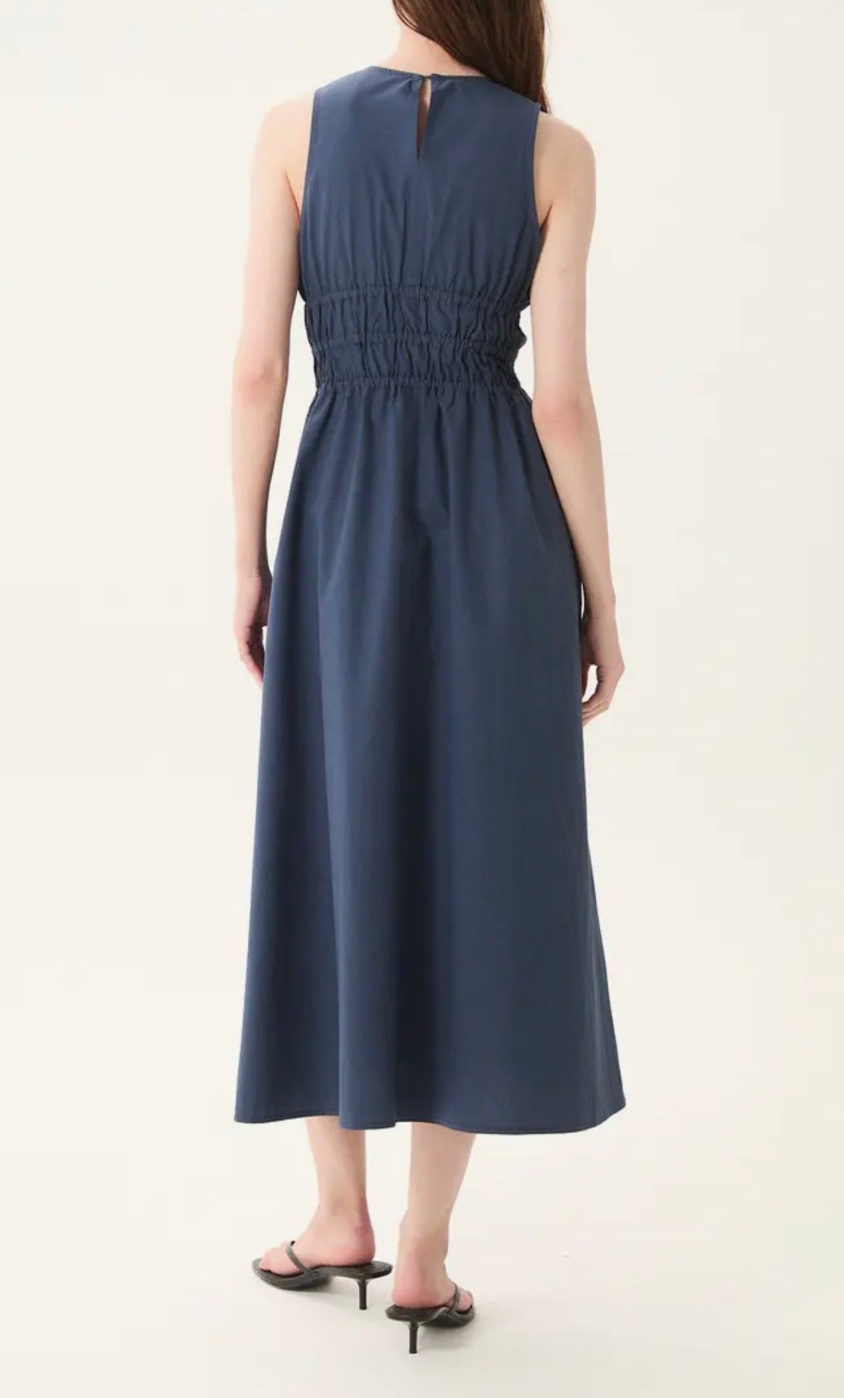 Deluc Turchi Navy Smocked Sleeveless Maxi Dress