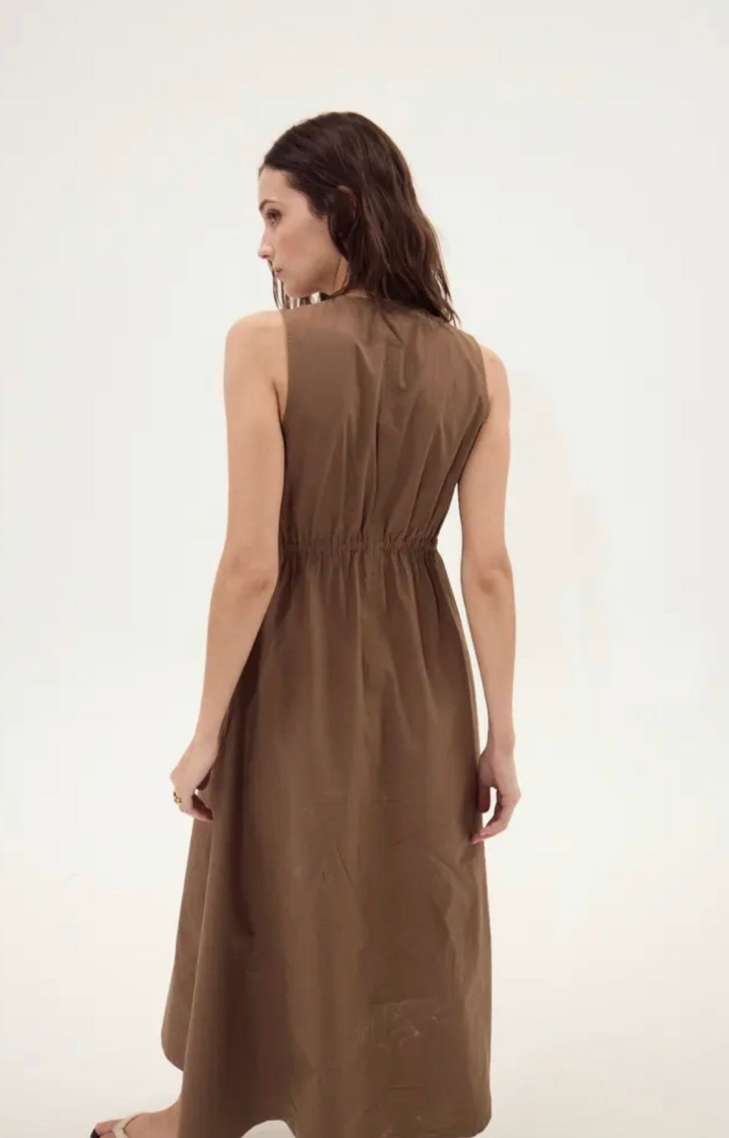 Deluc Rubbens Chocolate Front Zip Sleeveless Maxi Dress
