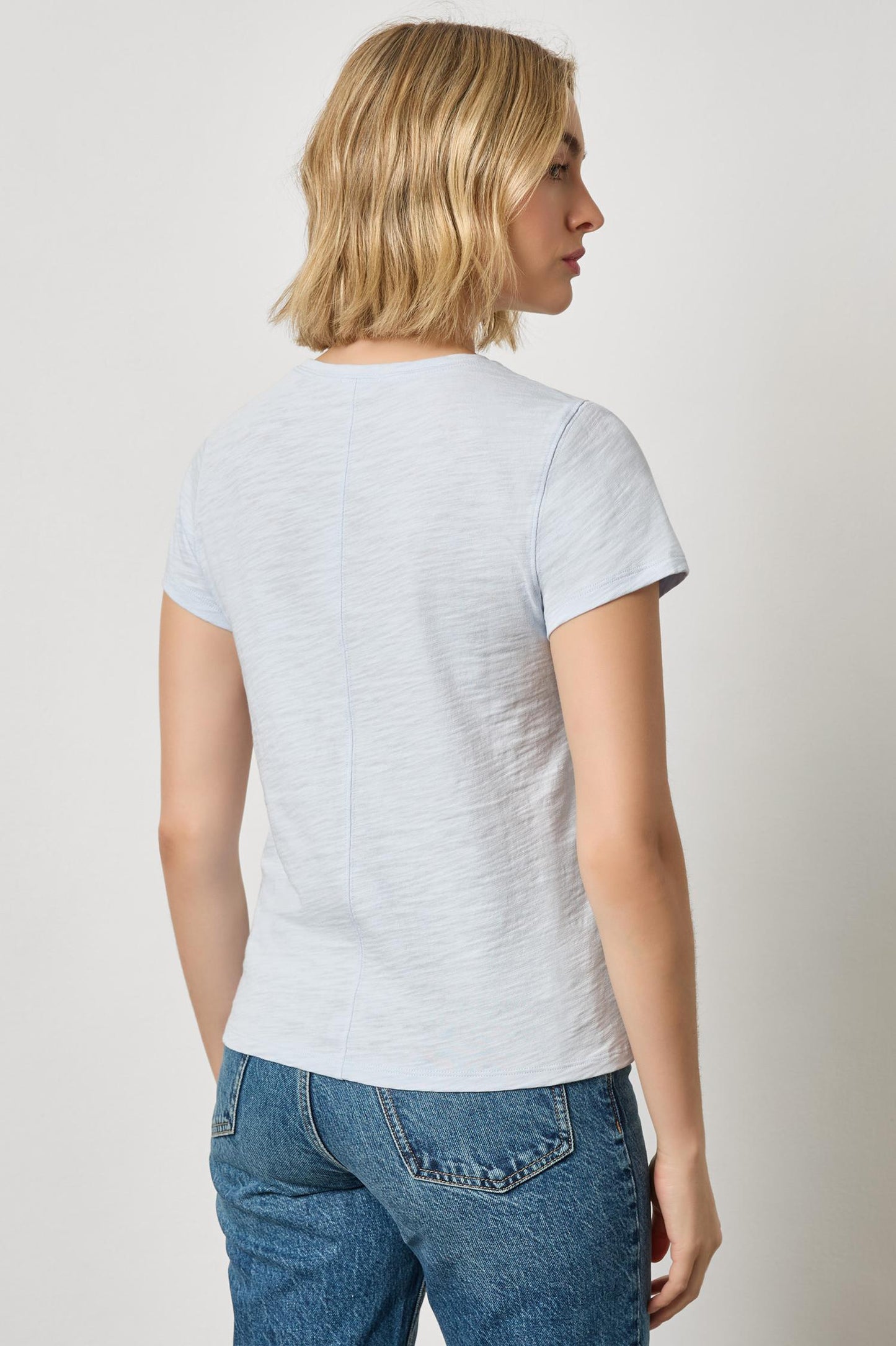 Lilla P Short Sleeve Back Seam Crewneck in Glass