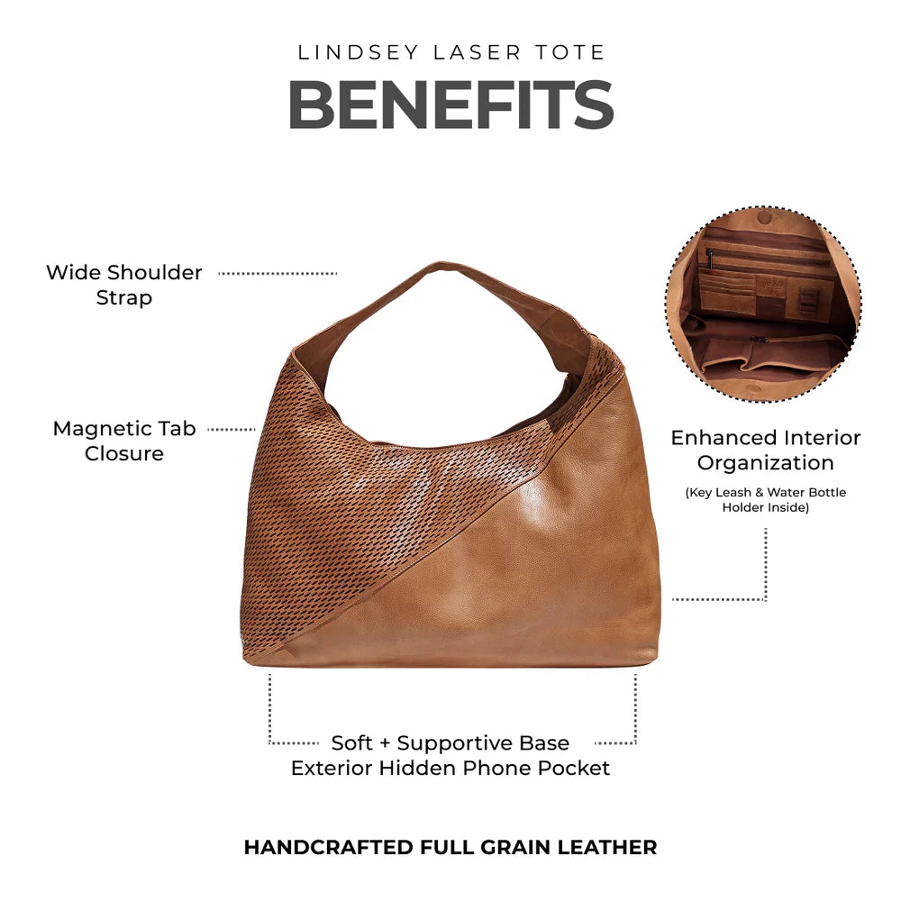 Lindsey Laser Leather Tote Bag