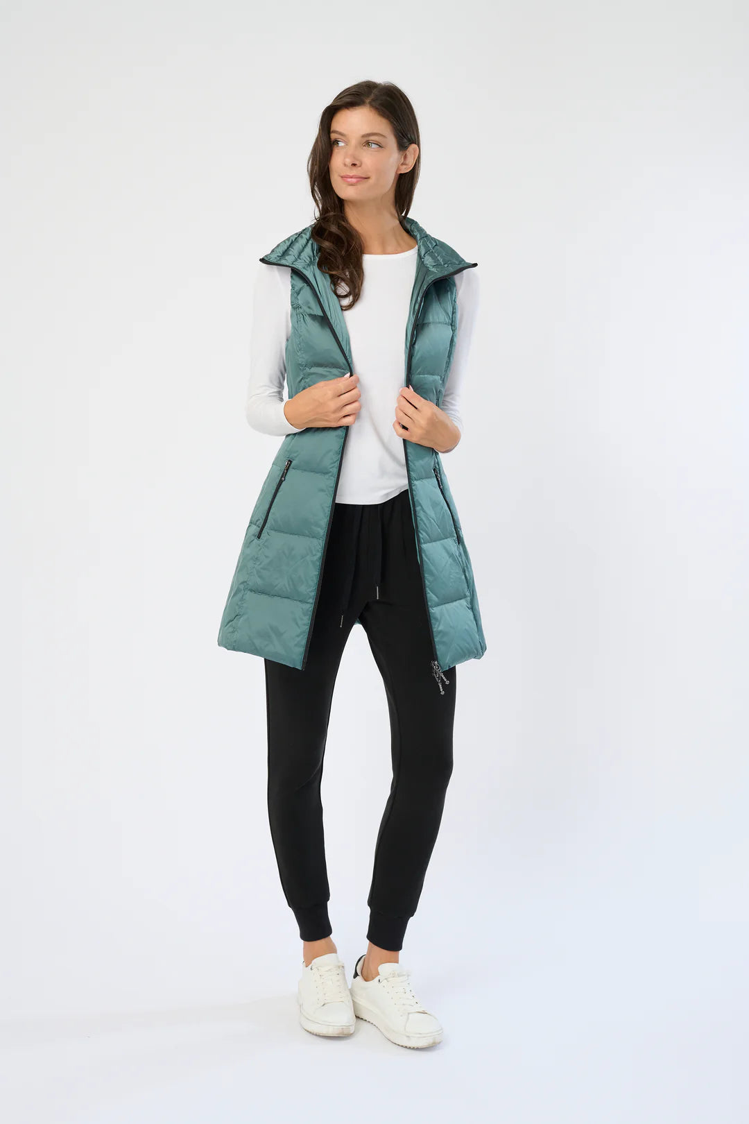 Long Metallic Down Vest