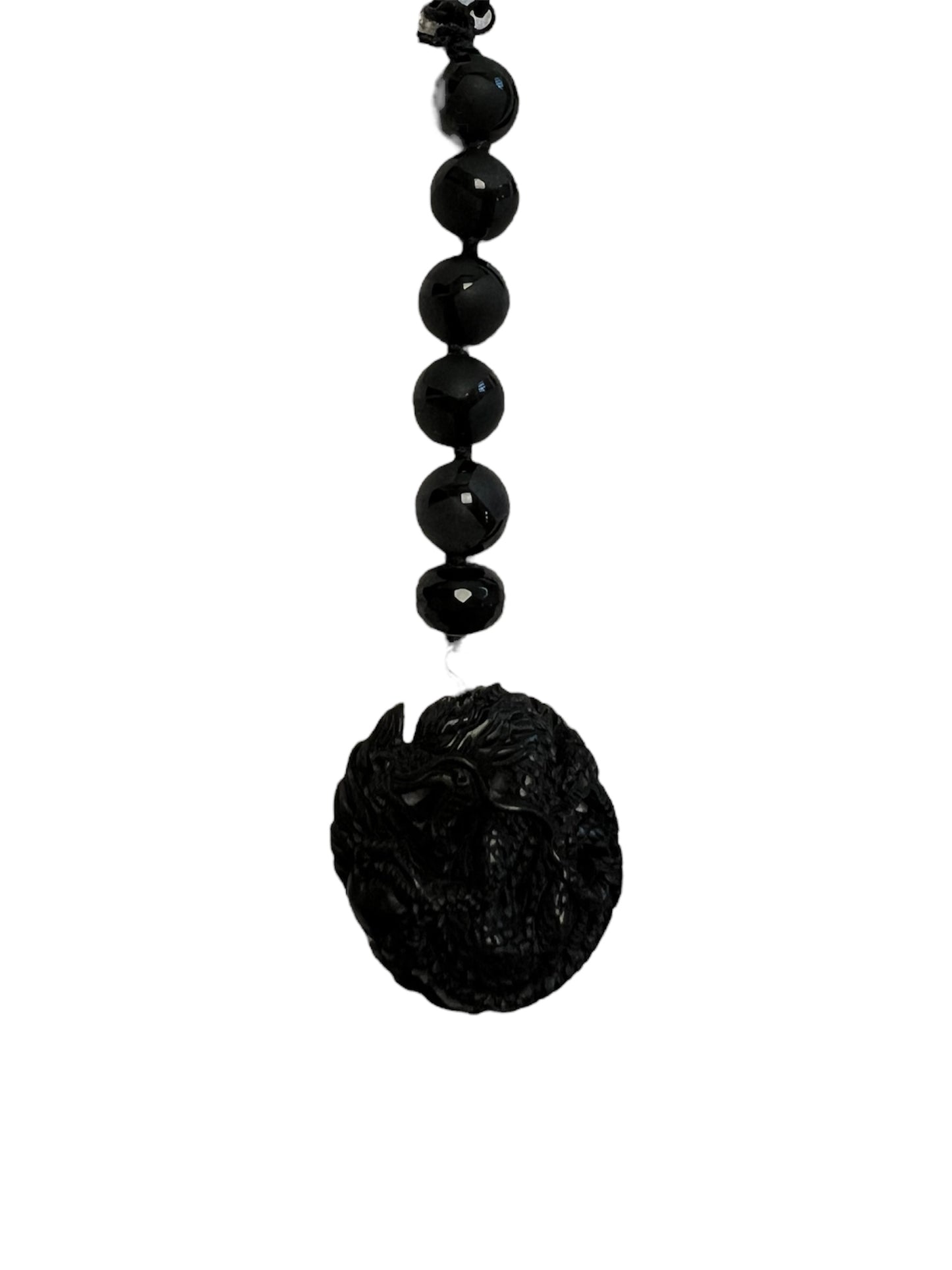 Black Carved Stone Necklace
