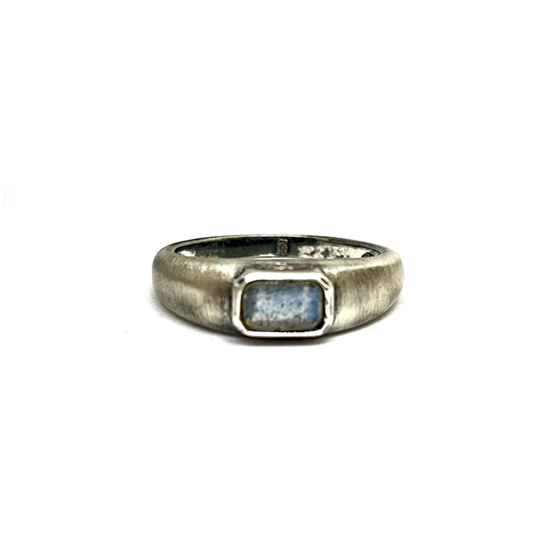 Vintage Silver Stackable Oval & Rectangular Labradorite Rings