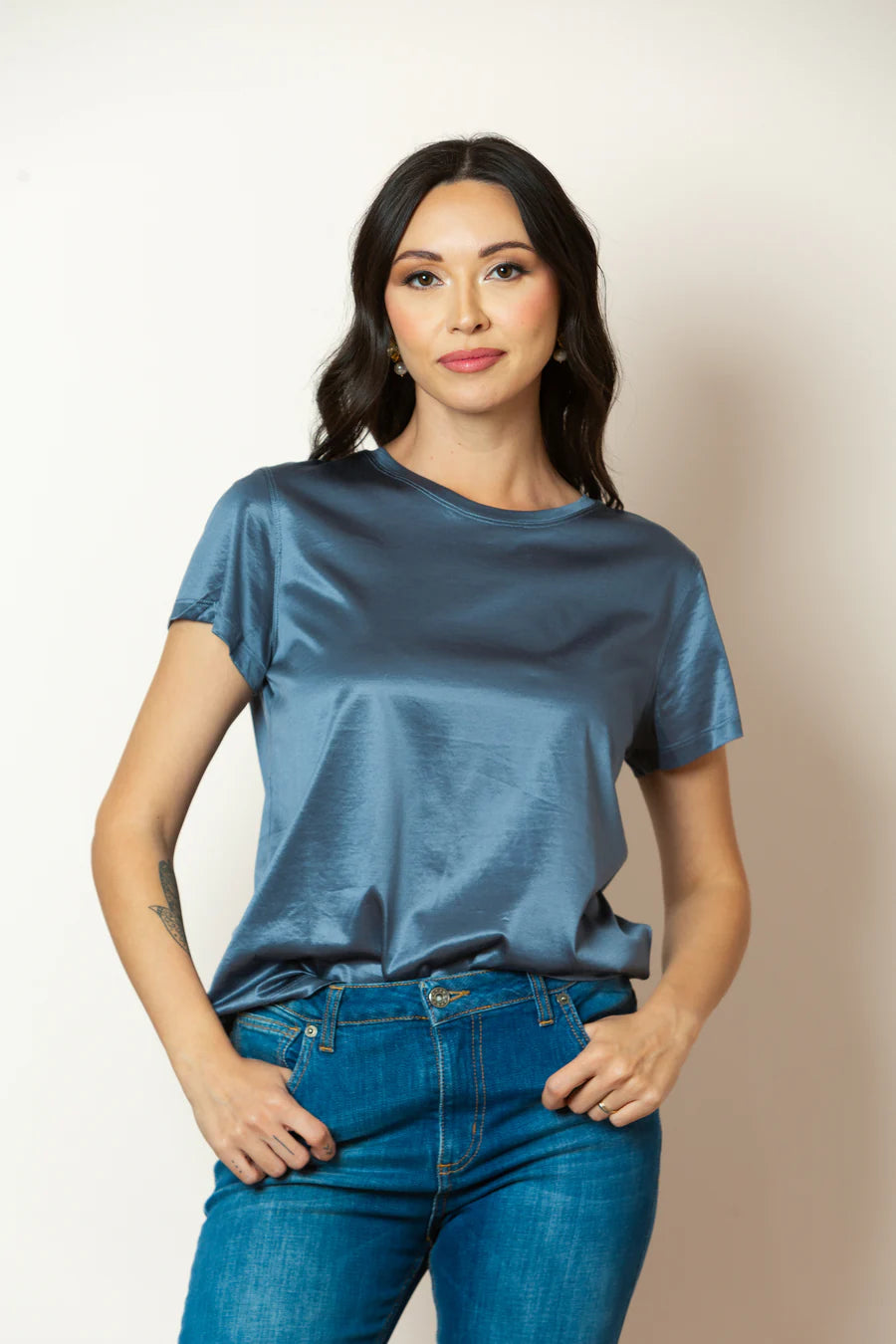 Alice Crew Neck Silk Cotton T-Shirt