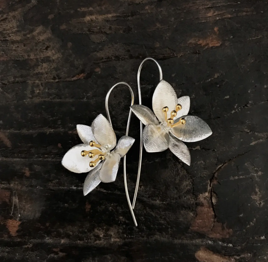 Two Tone Lotus Earrings