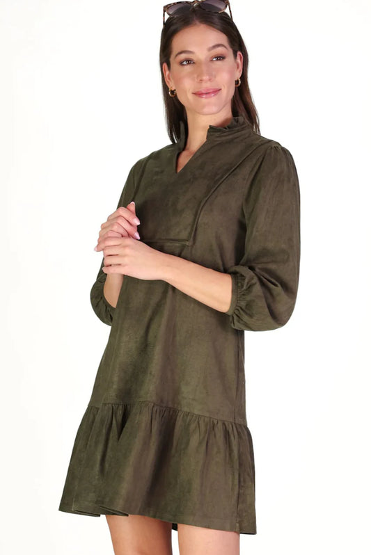 Suede Katie Dress in Forest