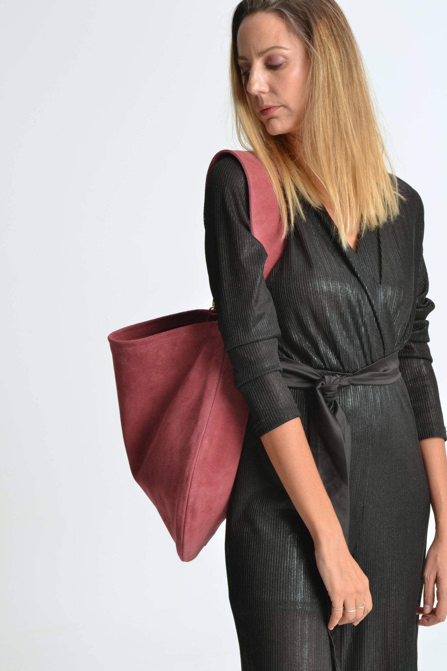 Anna soft suede hobo bag