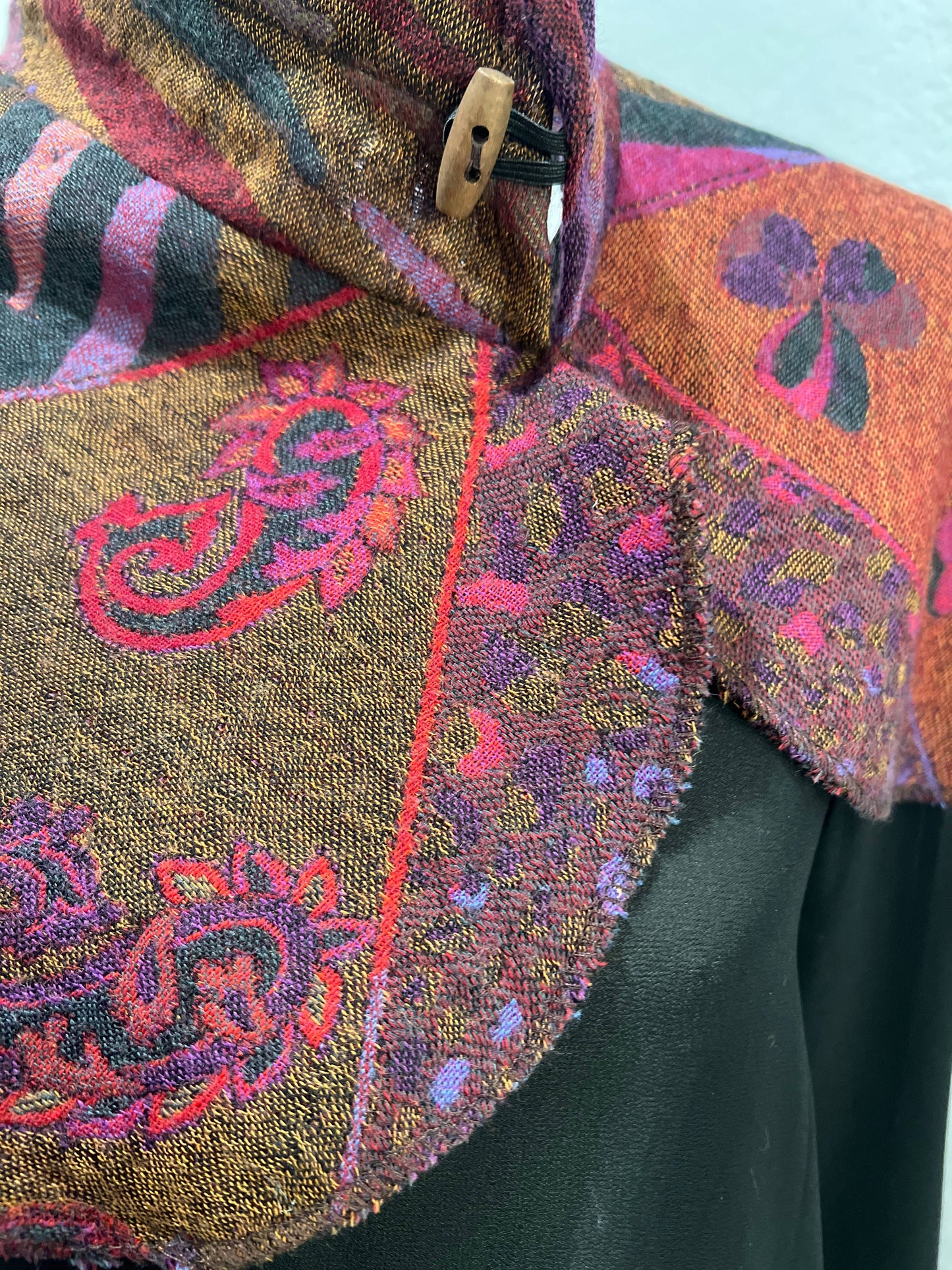 Handmade Neck warmer in Plum colors with Toggle