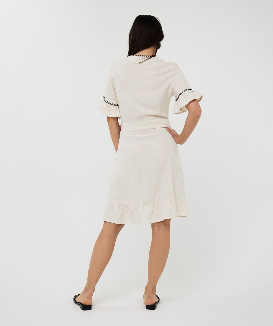 Dress Linen Contrast Stitch