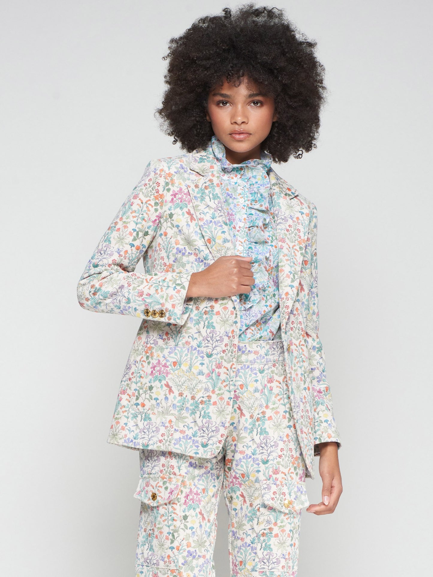 FLORAL CORDUROY BLAZER