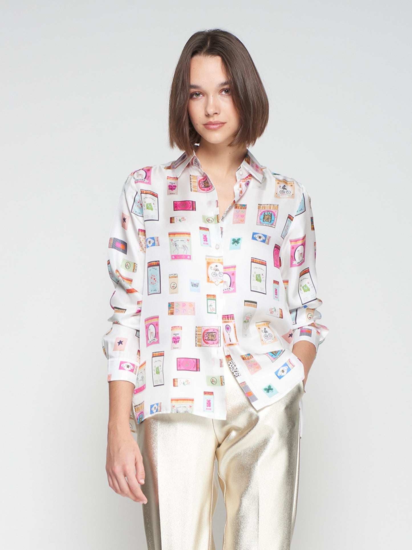 WHITE SHIRT MATCHBOX PRINT