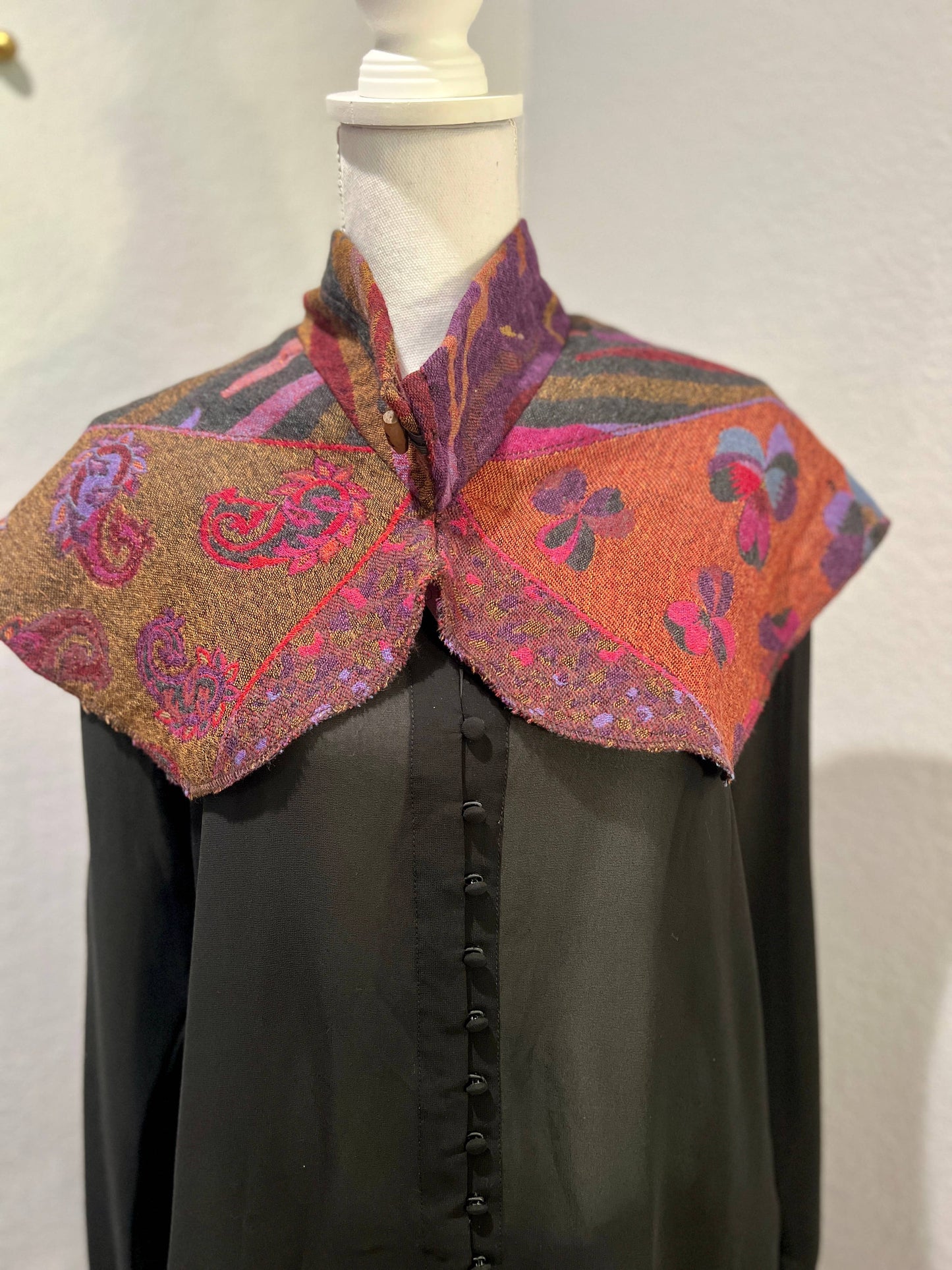 Handmade Neck warmer in Plum colors with Toggle