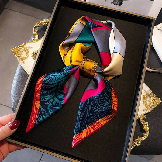 70Cm Silk Square Scarf With Print