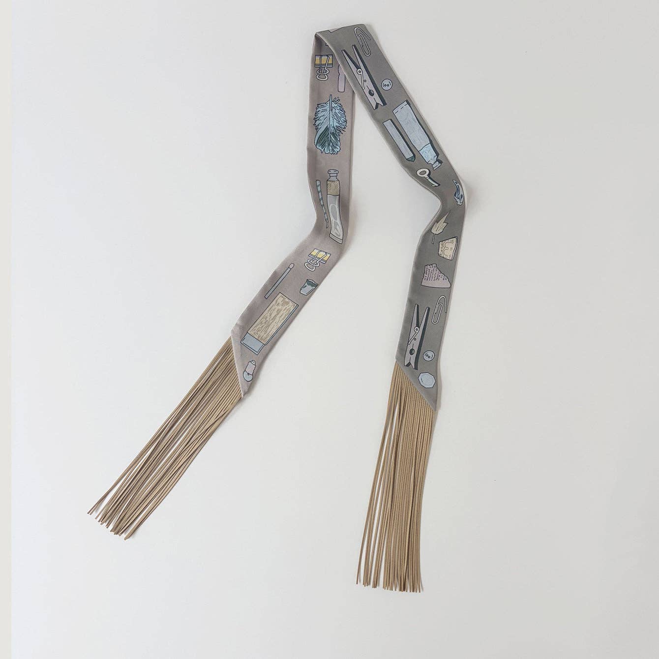 Fringe Twill Silk Scarf Multi-Purpose Decorative Streamer