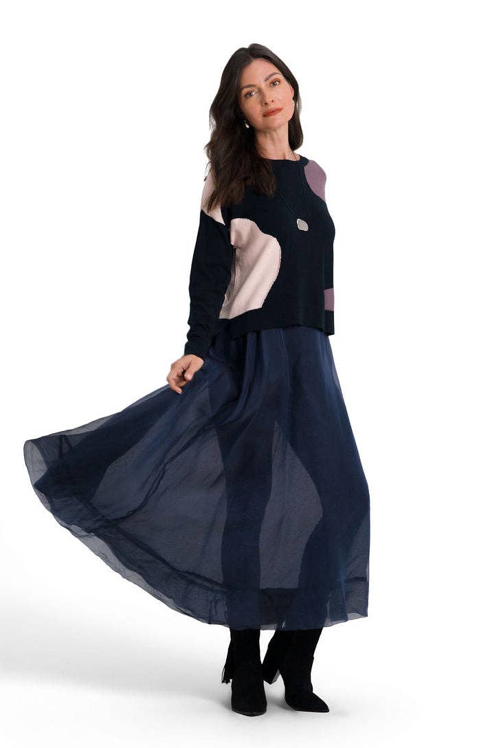 Pima Cotton Clouds Sweater - Midnight Combo