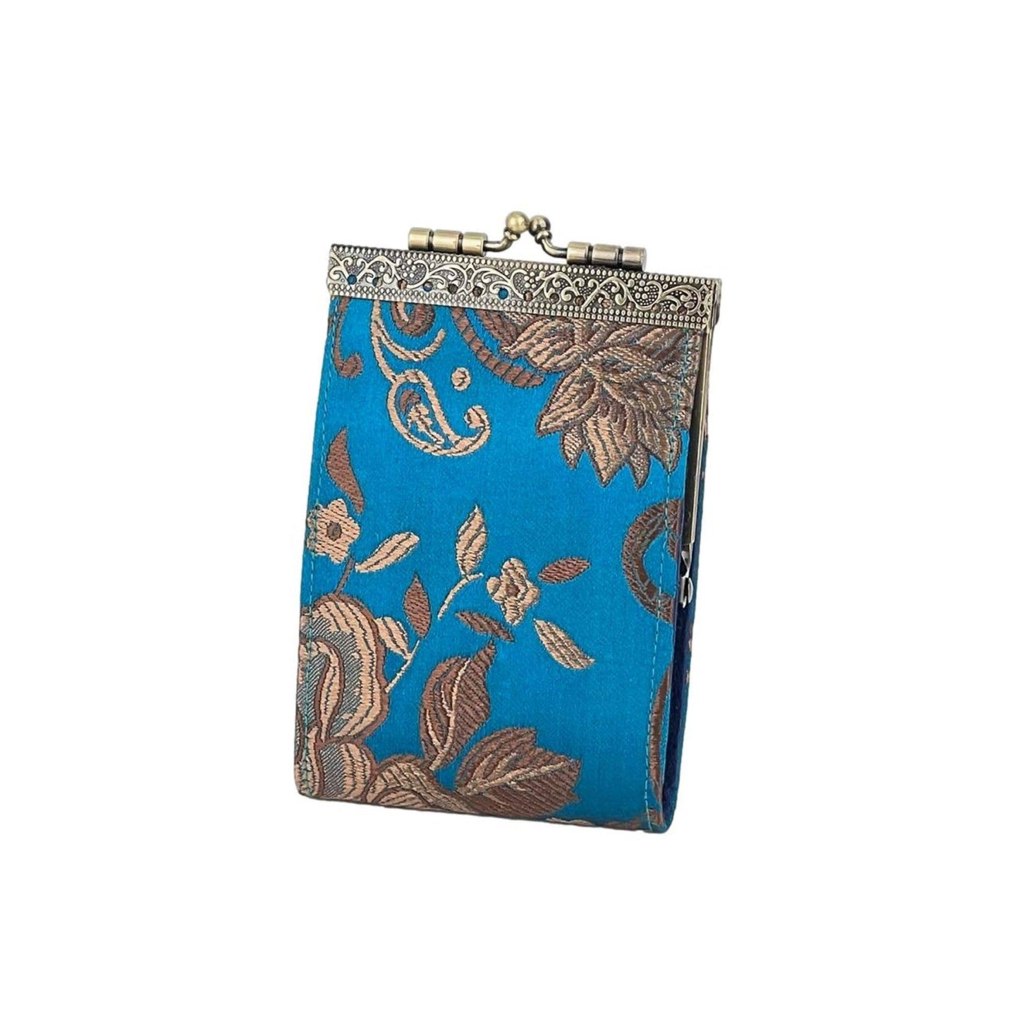 Peony Floral Brocade Card Holder with RFID Protection