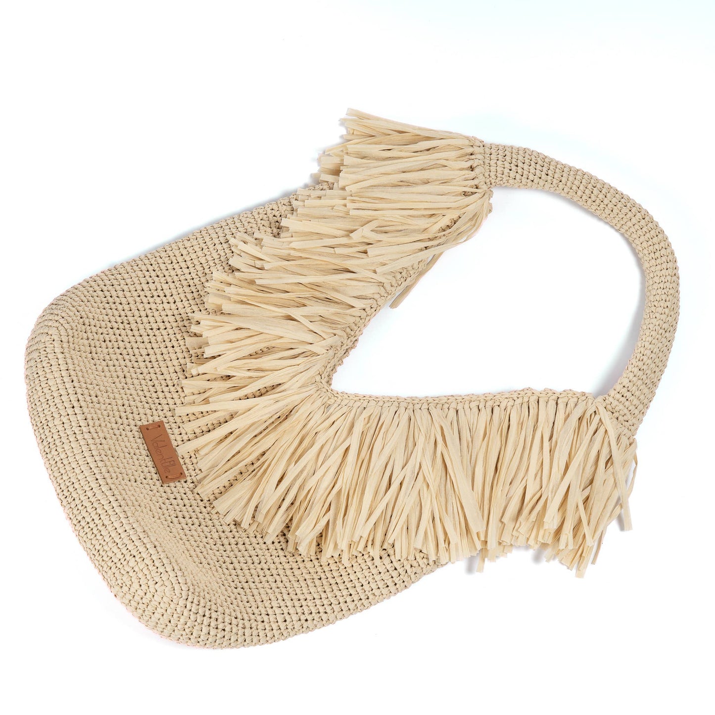 Natural Raffia Beach Bag with Fringes