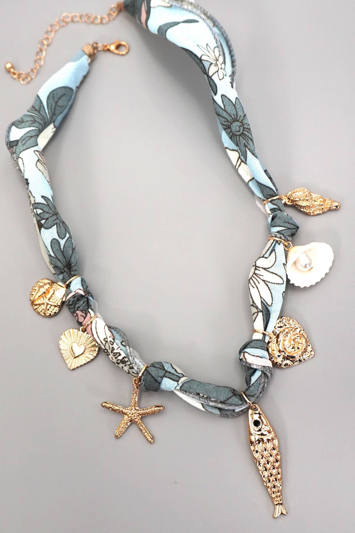 SCARF CHARM NECKLACE-FISH HEART SEASHELL CONCH | 80N92324